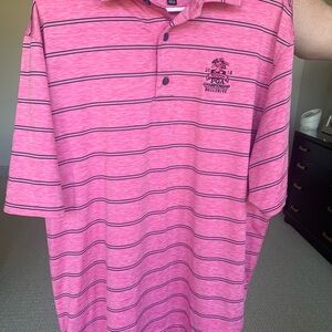 FootJoy mens pink striped golf polo.